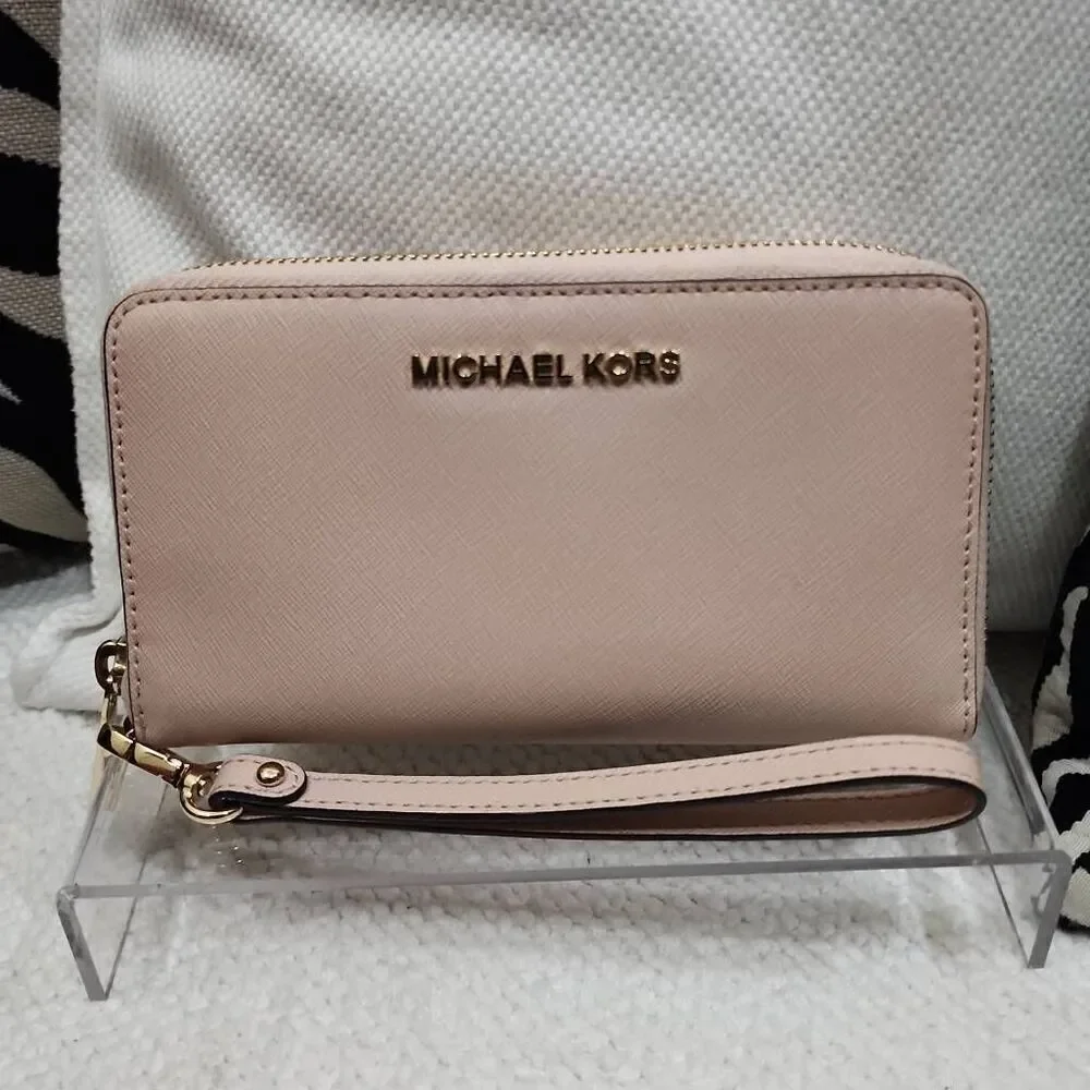 Michael Kors Large MF Phone Case Leather Wristlet